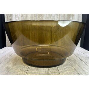 Vtg MCM France Serving Dish Bowl Brown Smoked Blown Glass Made in France 11" DIA